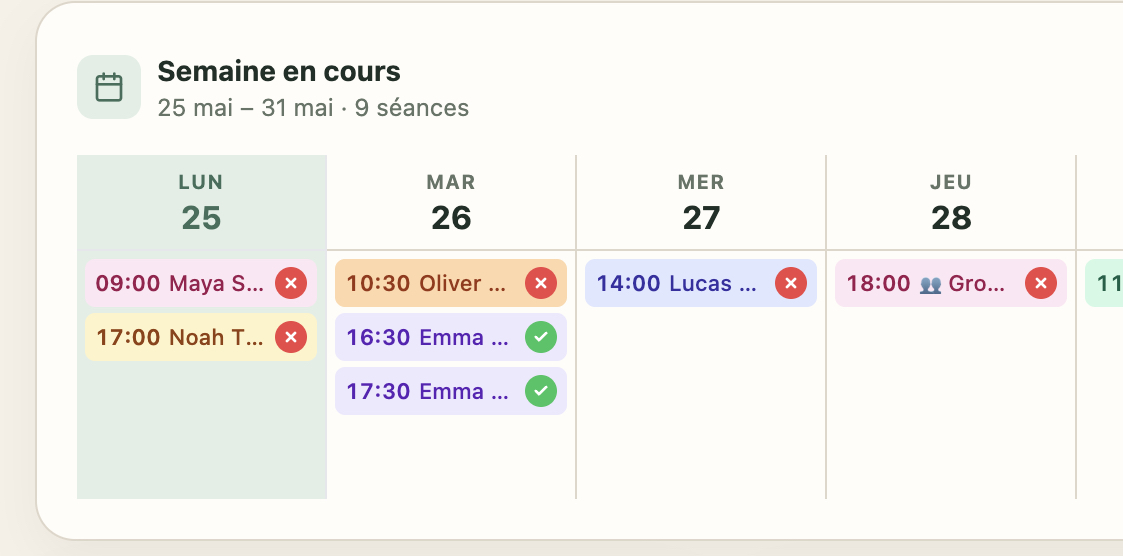 Vue semaine Planizz pour suivre les changements de planning